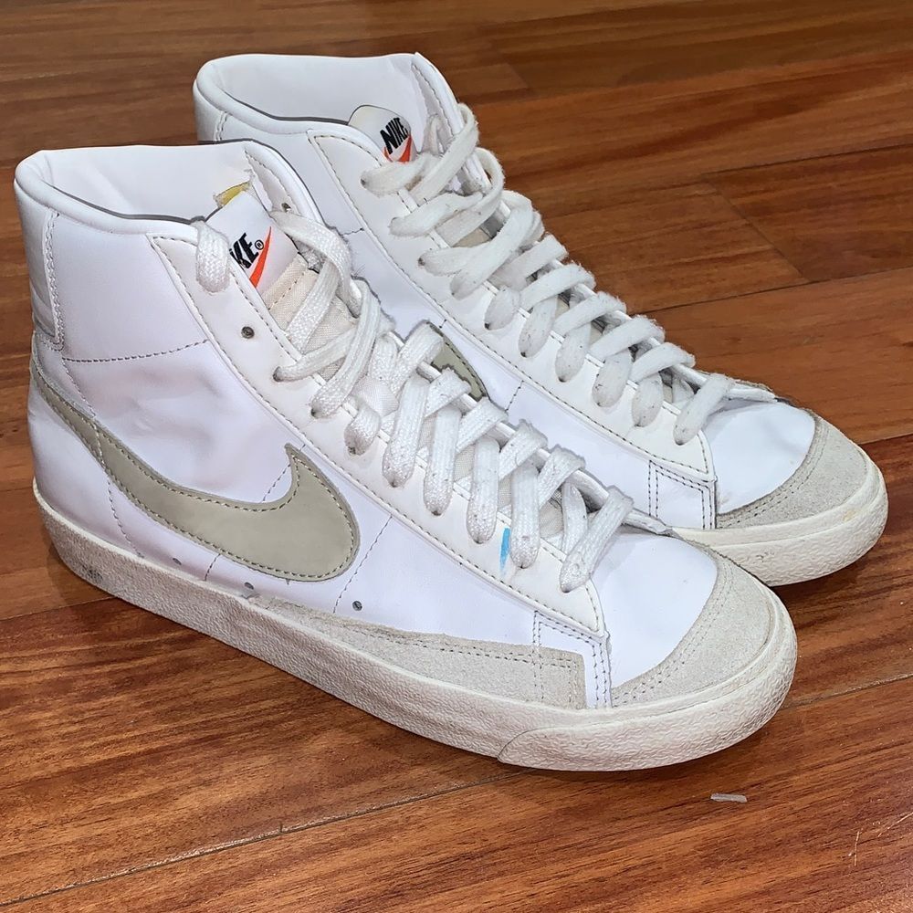Nike White and Cream High-Top Sneakers size 7